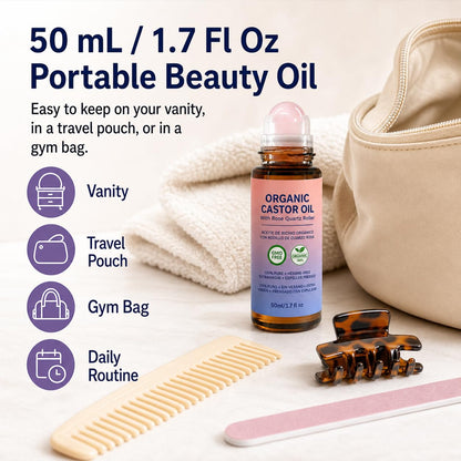 Pure Castor Oil Rose Quartz Roller