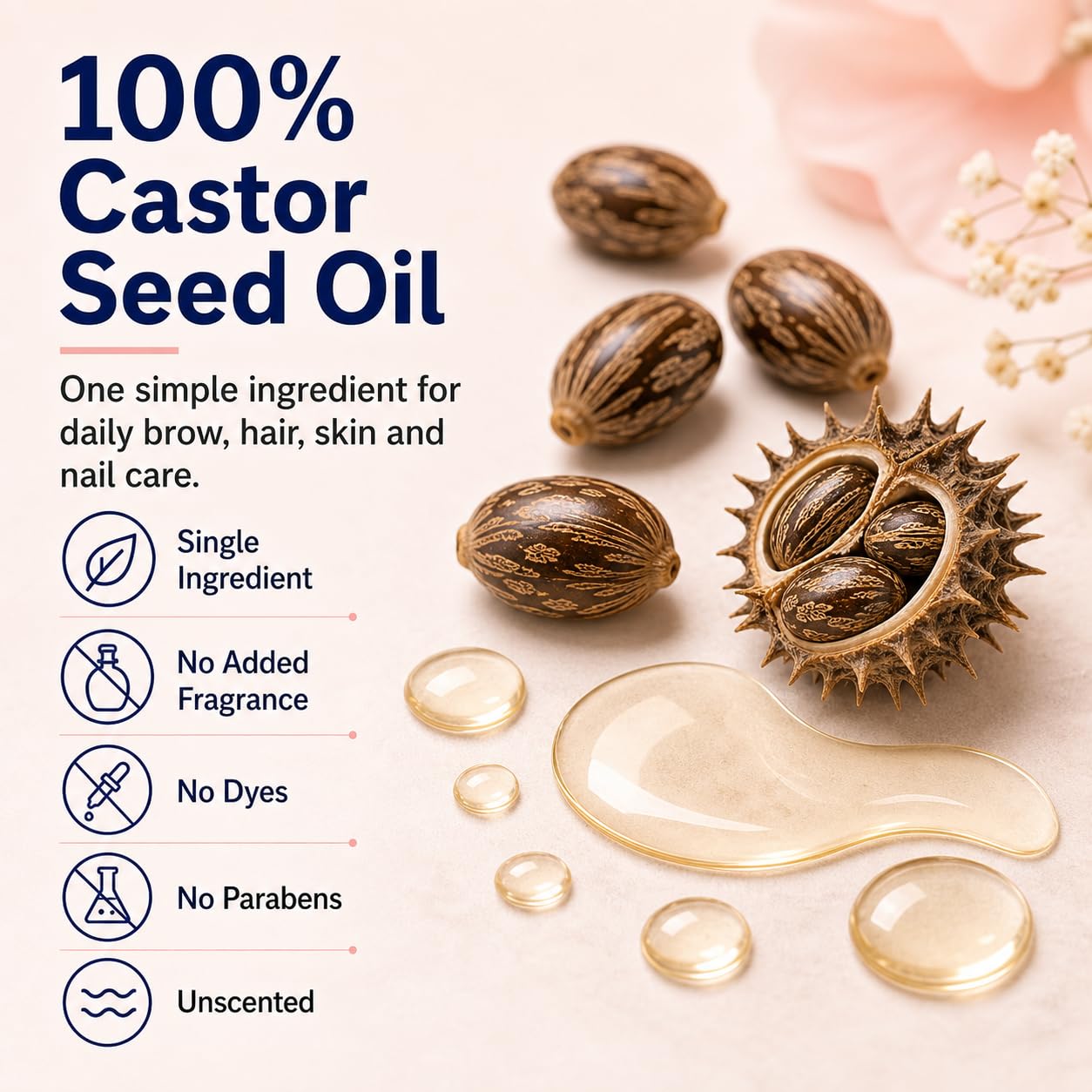 Pure Castor Oil Rose Quartz Roller